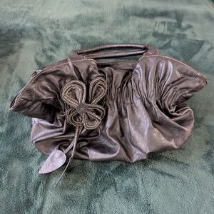 Joe Boxer Black Faux Leather Shoulder Bag with Floral Design